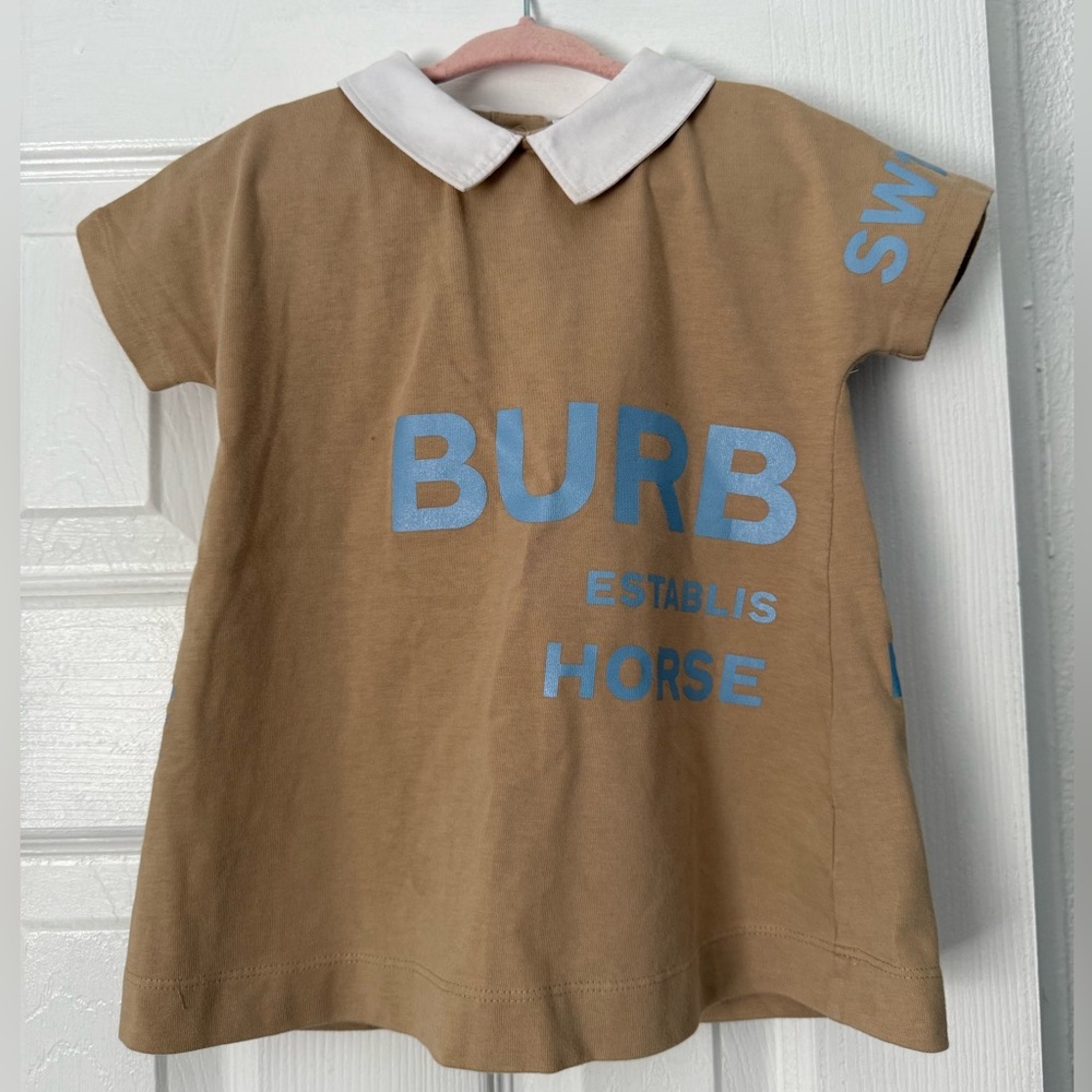 Burberry Tan and Blue Casual Dress